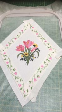 Quilt bloemen in ruit detail